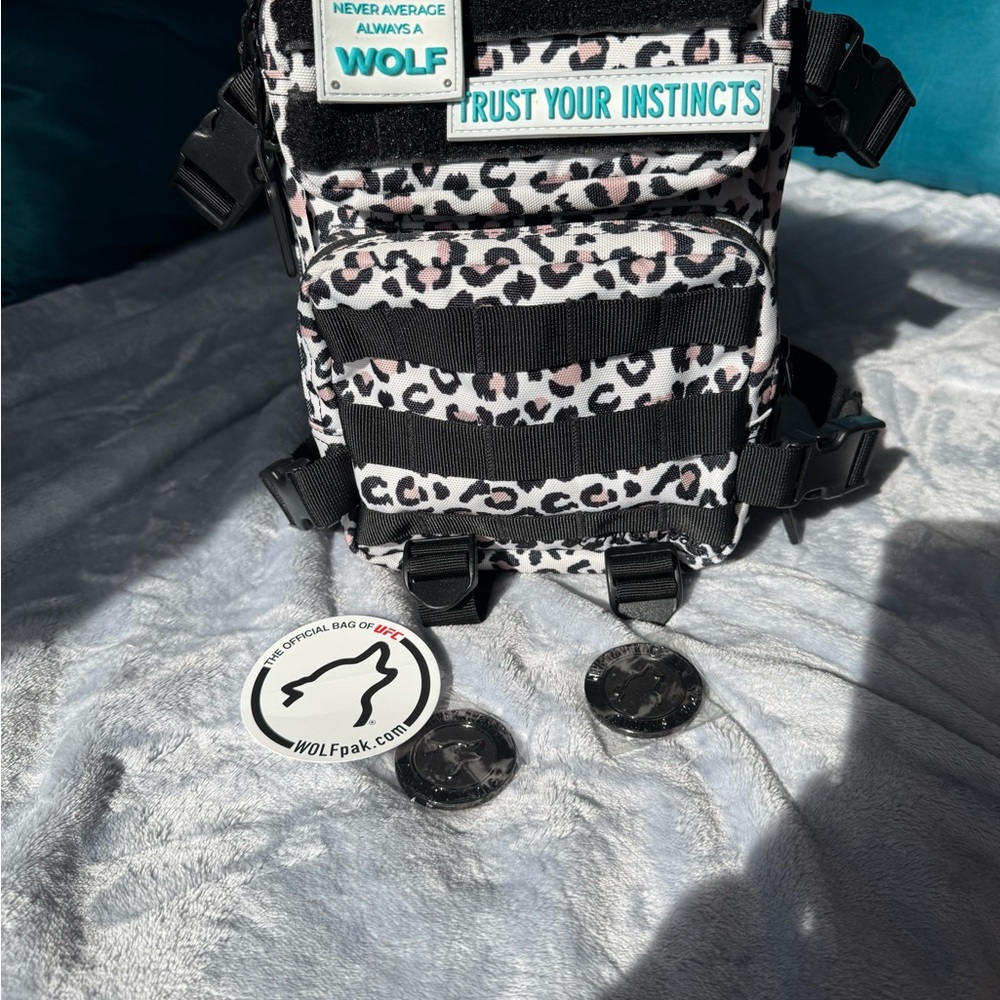 WOLF Leopard Print Backpack - Black and White